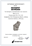 Заготовка-вставка з метеорита Seymchan, 3,4 г, із сертифікатом автентичності, фото №3