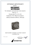 Заготовка-вставка з метеорита Seymchan, 1,1 г, із сертифікатом автентичності, фото №3