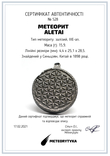 Двохсторонній круглий кулон з геометричним орнаментом "Квітка життя" із метеорита Aletai, фото №3