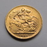 1 фунт (соверен) 1899 г. Великобритания, фото №3