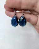 Вінтажні сережки сережки підвіски з темно-синіми кристалами Англія, фото №6