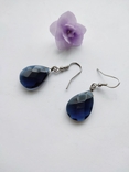 Вінтажні сережки сережки підвіски з темно-синіми кристалами Англія, photo number 8