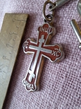 Брелок Крест с эмалью привеска, красная эмаль, фото №2