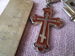 Брелок Крест с эмалью привеска, красная эмаль, фото №4