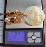 Ожерелье кулон подвеска камень жемчуг перламутр 27 гр, фото №2