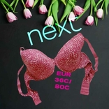 Next EUR 36С/80С Бюстгальтер формованная чашка косточка розовый в принт сердце, фото №2