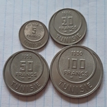 Туніс, 4 монети, франки, 1950, 1954 рік, мідно-нікелевий сплав, фото №7