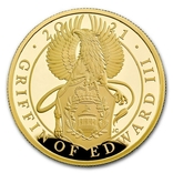  Золотая монета Queen's Beasts Griffin Proof, 2021 ГБ, 1 унция (с коробкой и сертификатом), фото №3