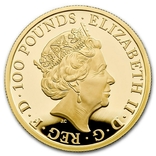  Золотая монета Queen's Beasts Griffin Proof, 2021 ГБ, 1 унция (с коробкой и сертификатом), фото №4