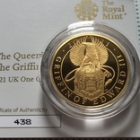  Золотая монета Queen's Beasts Griffin Proof, 2021 ГБ, 1 унция (с коробкой и сертификатом), фото №7