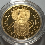  Золотая монета Queen's Beasts Griffin Proof, 2021 ГБ, 1 унция (с коробкой и сертификатом), фото №8