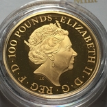  Золотая монета Queen's Beasts Griffin Proof, 2021 ГБ, 1 унция (с коробкой и сертификатом), фото №9