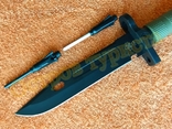 Нож тактический Columbia 2528B хаки пила огниво компас пластиковый чехол 32см, фото №5