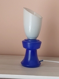 Настільна лампа-нічник синє скло флюоресцентний перемикач, фото №2
