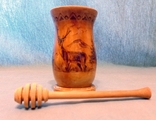 Тара для меду з ложкою з деревини СРСР, фото №2
