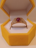 Золотой перстень с рубином и бриллиантами., фото №3