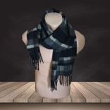 100% шерсть теплый мужской шарф черно серый с бахромой, фото №3
