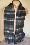 100% шерсть теплый мужской шарф черно серый с бахромой, фото №5
