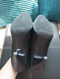 Красивые женские туфли кожа каблук черные с бантиком р. 25, фото №4