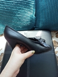 Красивые женские туфли кожа каблук черные с бантиком р. 25, фото №6