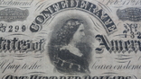 Конфедеративные Штаты Америки 100 долларов 1864 г. Ричмонд, фото №8