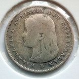 Нидерланды 25 центов 1894 г. Вильгельмина - Длинные волосы, фото №2