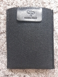 Затискач для купюр з монетницею Grande Pelle Onda 115х80 мм глянцева шкіра чорний, фото №9