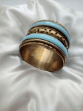 Вінтажний латунний браслет з голубими вставками Індія, фото №4