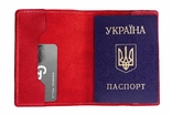 Шкіряна обкладинка на паспорт Grande Pelle 140х100 мм глянцева шкіра Sicillia червоний, photo number 4