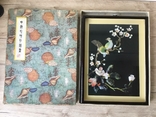 Большое панно, картина, перламутр, Китай 60-е. Птицы на ветке, коробка., фото №4
