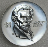 20 марок 1973 г. "Август Бебель" Германия, серебро, фото №3