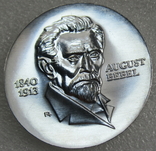 20 марок 1973 г. "Август Бебель" Германия, серебро, фото №5