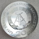 20 марок 1973 г. "Август Бебель" Германия, серебро, фото №7