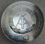 20 марок 1973 г. "Август Бебель" Германия, серебро, фото №8