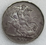 1 крона 1889 г. Великобритания, серебро, фото №2