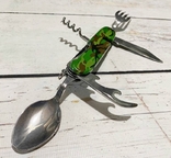 Многофункциональный туристический набор 6в1 Мультитул Камуфляж - вилка,ложка,нож,открывалк, фото №6