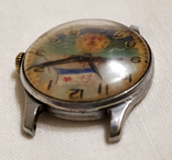 Watch Pobeda 2MChZ 1957 with a hand-drawn picture on the dial of the USSR, photo number 8