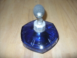 Флакон для духов с пульверизатором синее стекло 1970е гг. СССР, фото №4