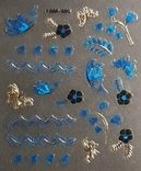 Голографические 3D-наклейки для дизайна ногтей - синие с золотом, фото №2