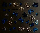 Голографические 3D-наклейки для дизайна ногтей - синие с золотом, photo number 3