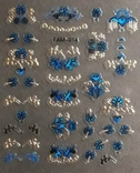 Голографические 3D-наклейки для дизайна ногтей - синие с золотом, фото №2
