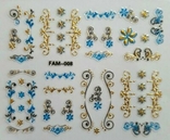 Голографические 3D-наклейки для дизайна ногтей - синие с золотом, numer zdjęcia 2