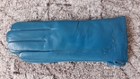 Женские демисезонные кожаные перчатки (бирюзовые), фото №2
