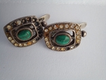 Сережки з зеленим каменем, фото №3