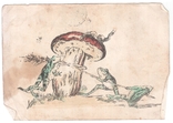 Всекохудожник Лягушки и гриб худ Легат 40-е годы тираж 50000 с маркой, фото №2