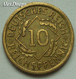 Веймарская республика 10 рейсхпфенигов 1935 А, фото №2