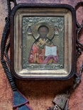 Икона Святого Николая Чудотворца в киоте и кованном окладе, фото №4