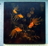 Картина Золоті рибки. Дошка чорно-лакова, дерево, ручний розпис, В'єтнам., фото №3