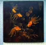 Картина Золоті рибки. Дошка чорно-лакова, дерево, ручний розпис, В'єтнам., фото №4