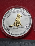  1 долар, Австралія 2006 . Рік Собаки / позолочений собака+, фото №4
